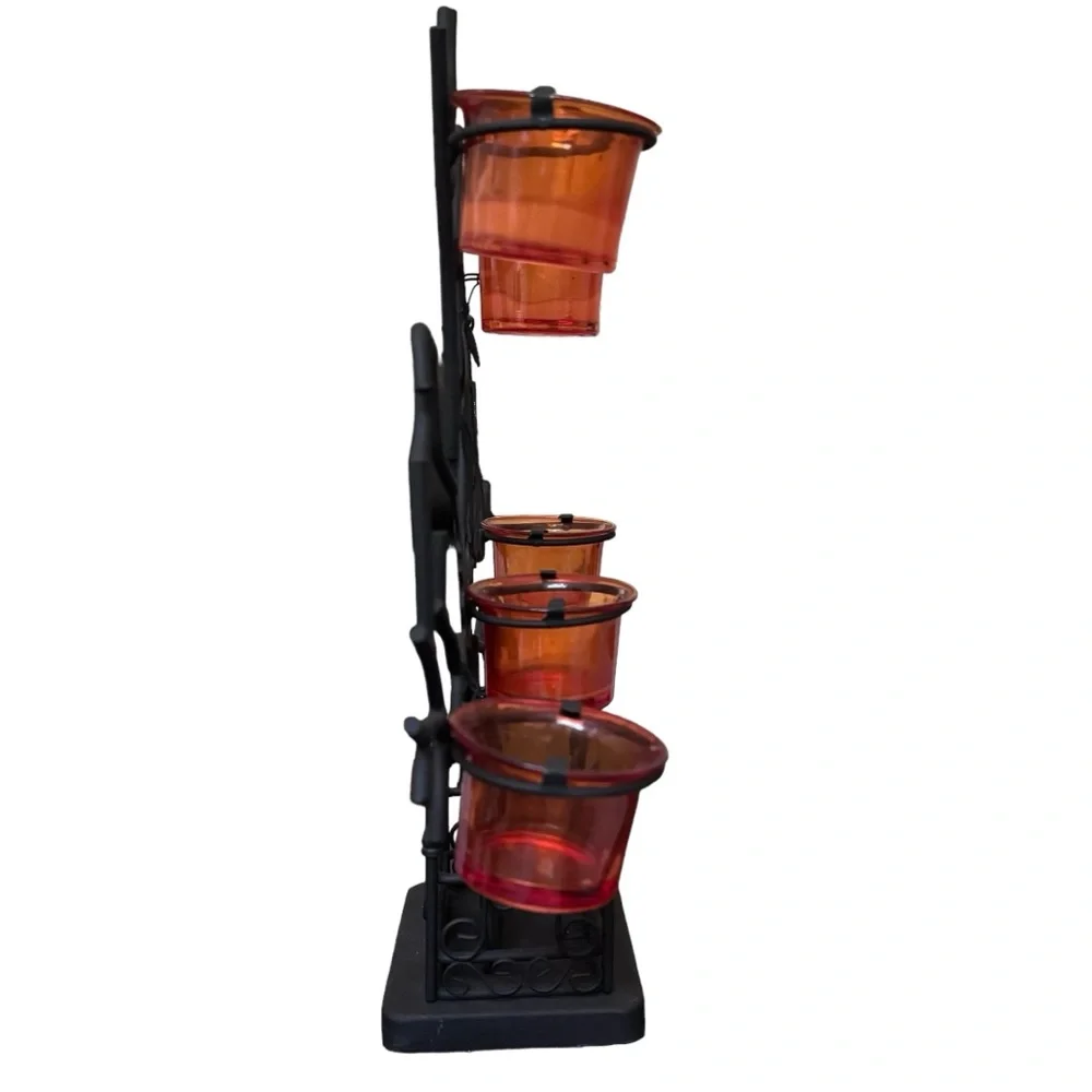 Pottery Barn Black Spooky Halloween Tree Candle Holder Luminary